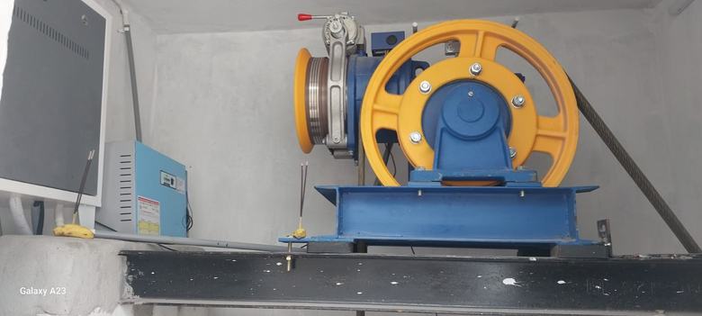Machine room — traction machine installed